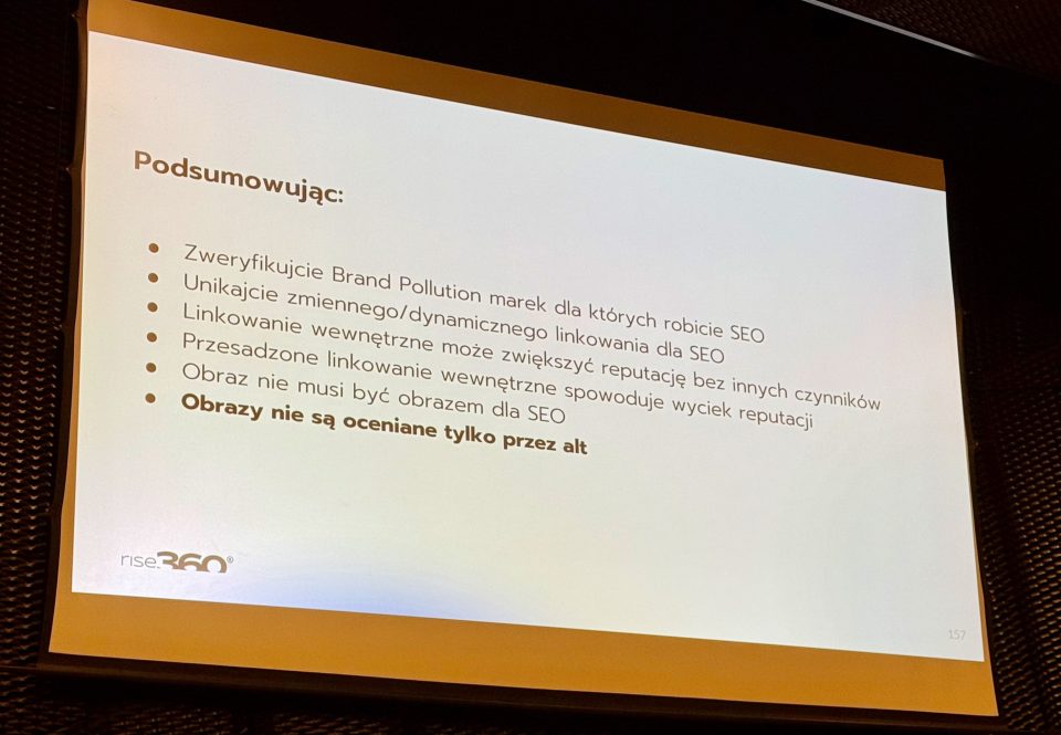 Slajd podsumowujący prelekcję "Paradoksy w SEO"